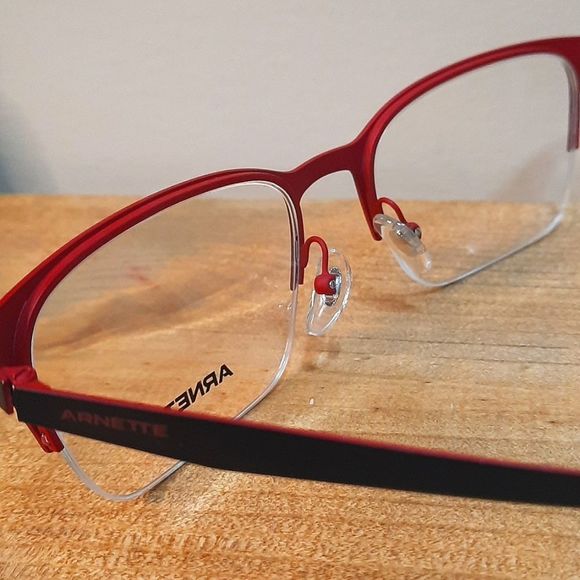 NEW Half Rim Rx'able Eyeglass Frame Lightweight metal red/black, ARNETTE glasses - Picture 5 of 6